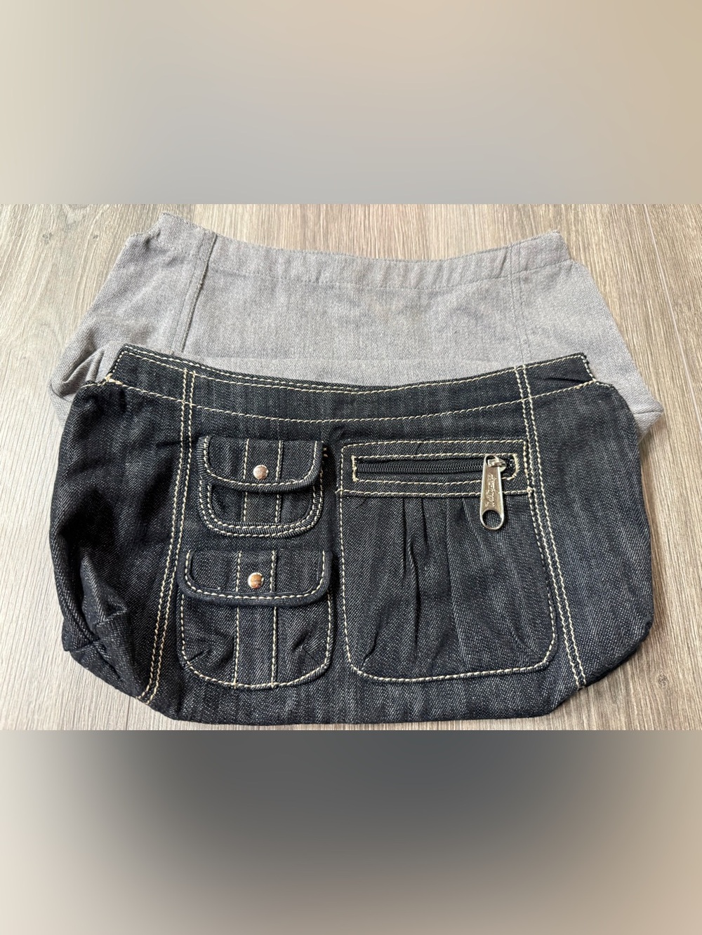Thirty one purse skirts set of 2–denim with pockets and gray